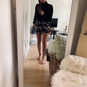 Ariztia Floral Black Tie Shorts